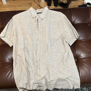 Perry Ellis Light Beige Casual Button Down Shirt